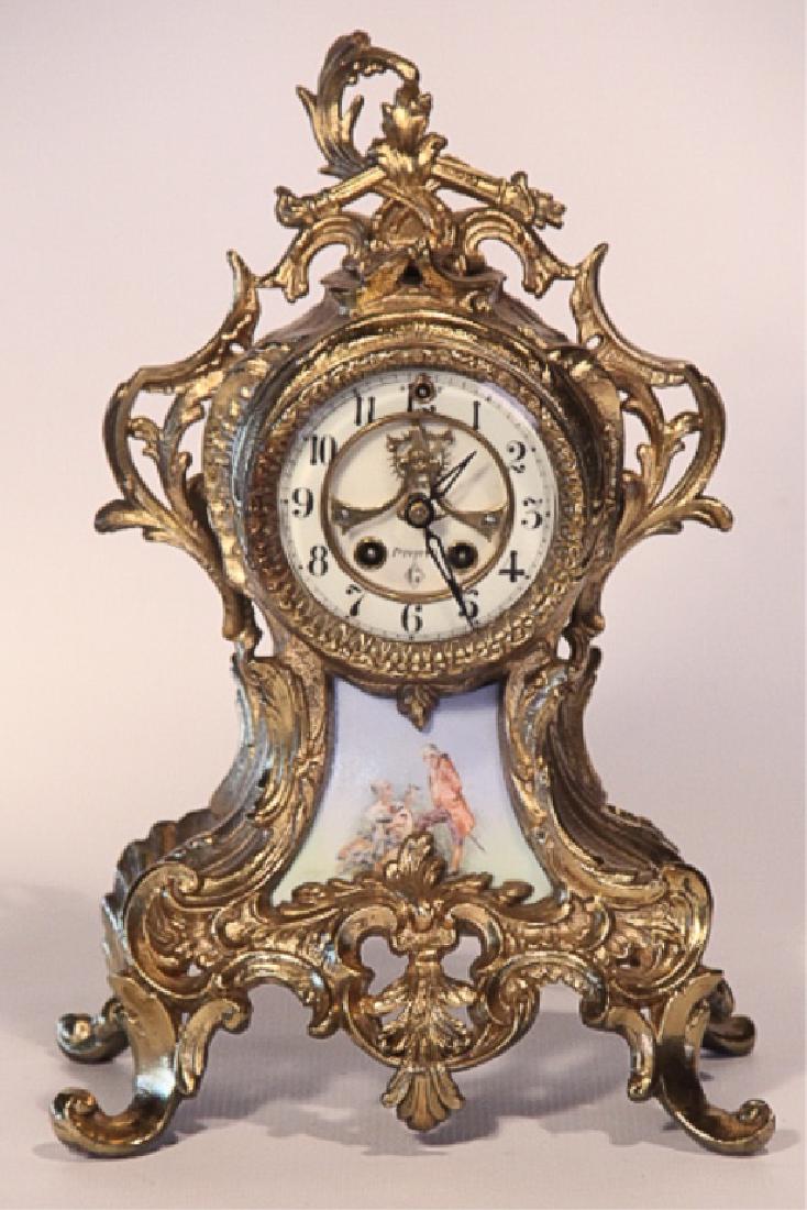 Gilbert Rococo Style Cast Brass Mantle Clock (1 of 1)