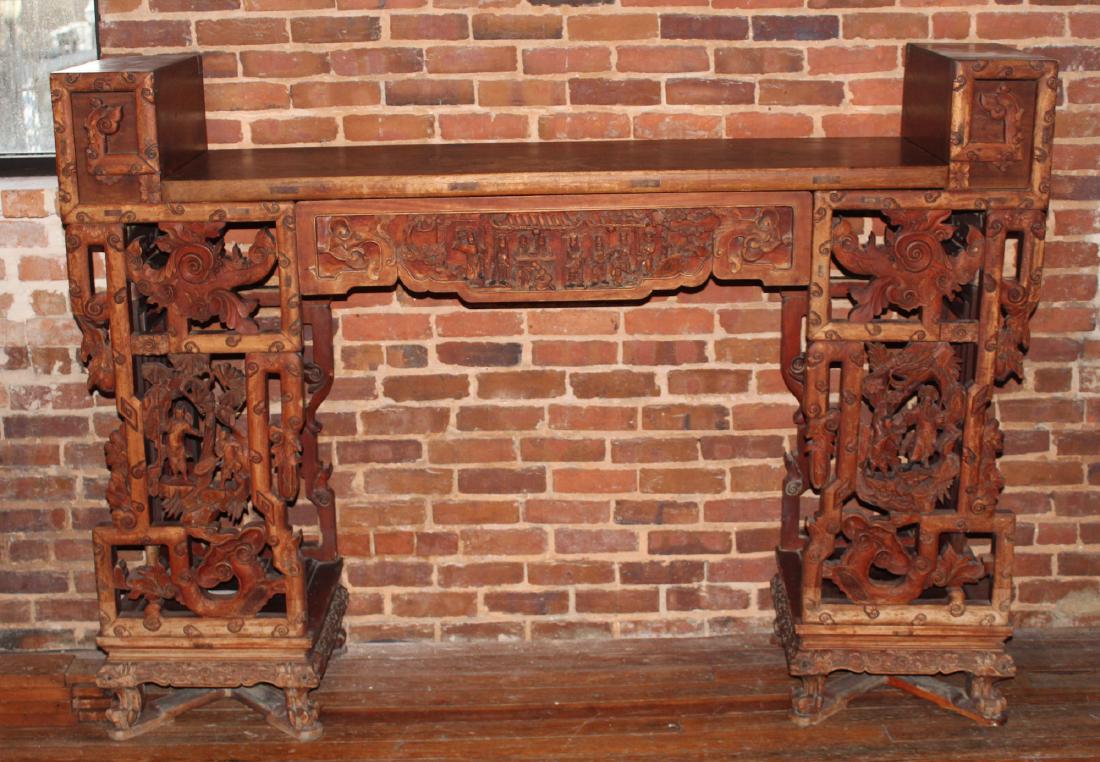 Chinese Carved Hardwood Sideboard or Altar Table (1 of 6)