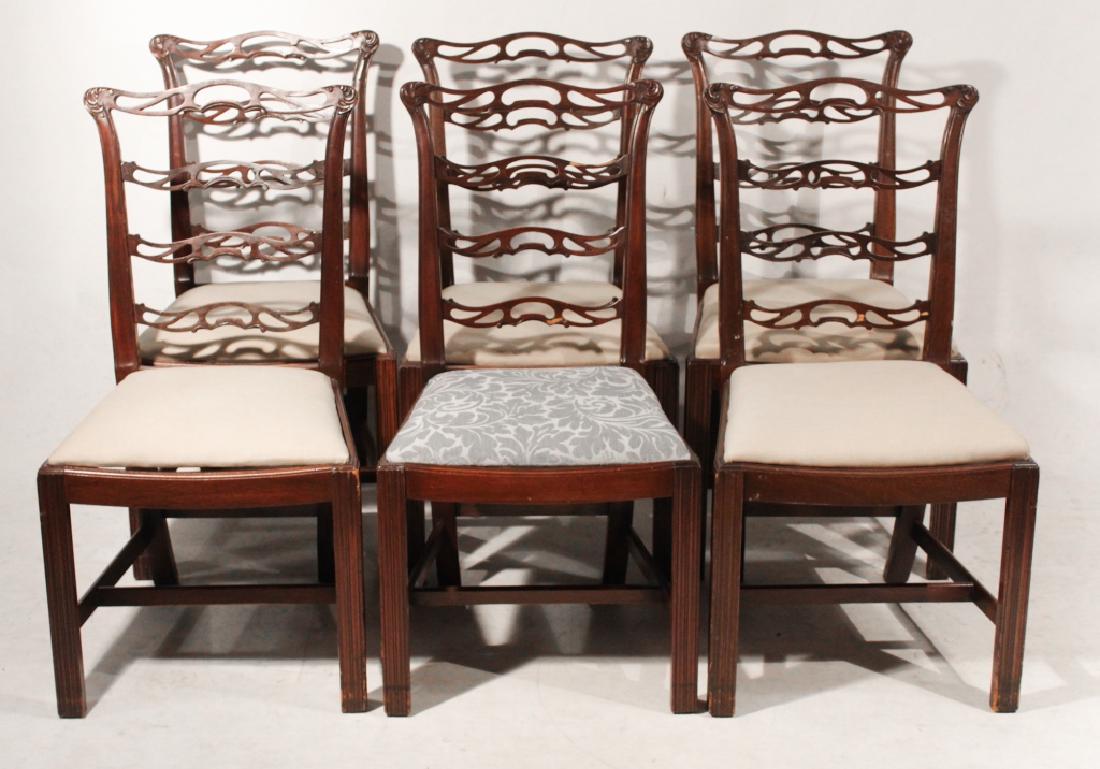 Set Six Chippendale Style Mahogany Dining Chairs (1 of 2)