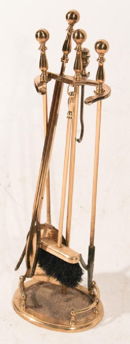 Set English Brass Fire Tools & Stand (1 of 1)