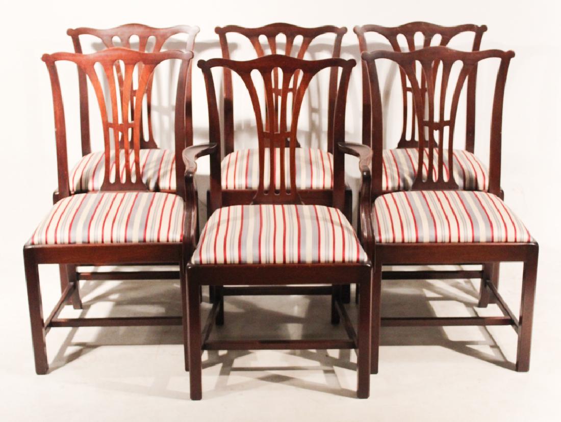 Set Six Chippendale Style Mahogany Dining Chairs (1 of 2)