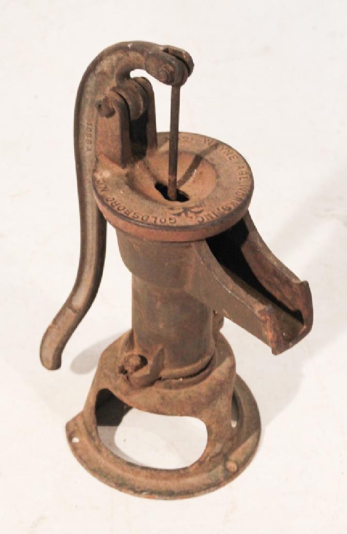 Antique North Carolina Cast Iron Well Pump: Circa 1890. Hand pump for well clearly marked ÒWayne AGL Works Inc Goldsboro North CarolinaÓ and with eagle seal in middle of makers name. H19" Sold from the Ferrell family collection, Edgefield, So