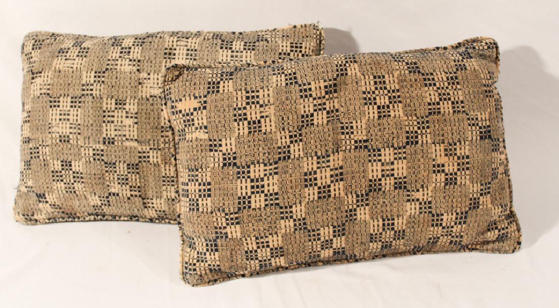 Pair Antique American Homespun Coverlet Pillows (1 of 1)