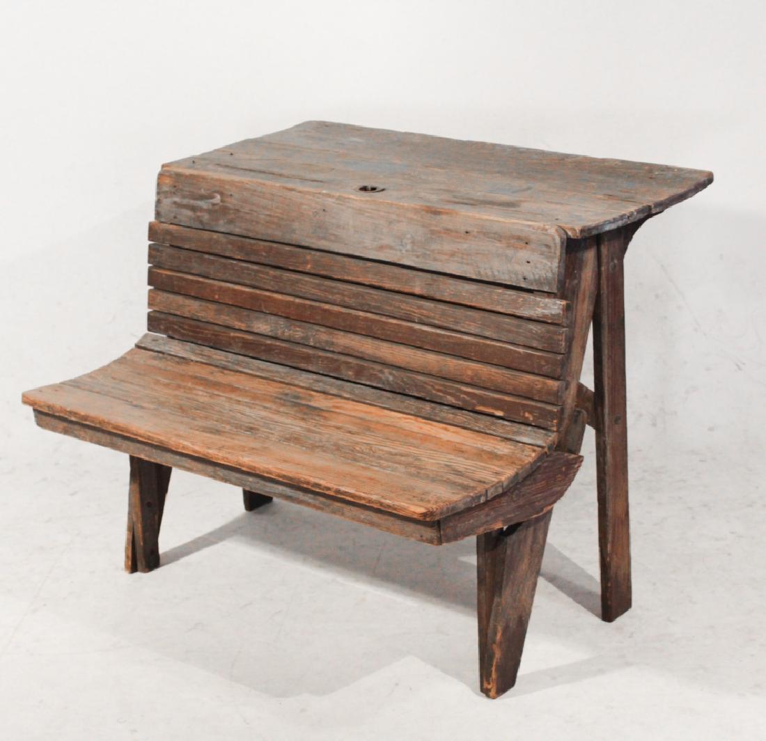 Country Primitive Folding School Desk Bench (1 of 2)