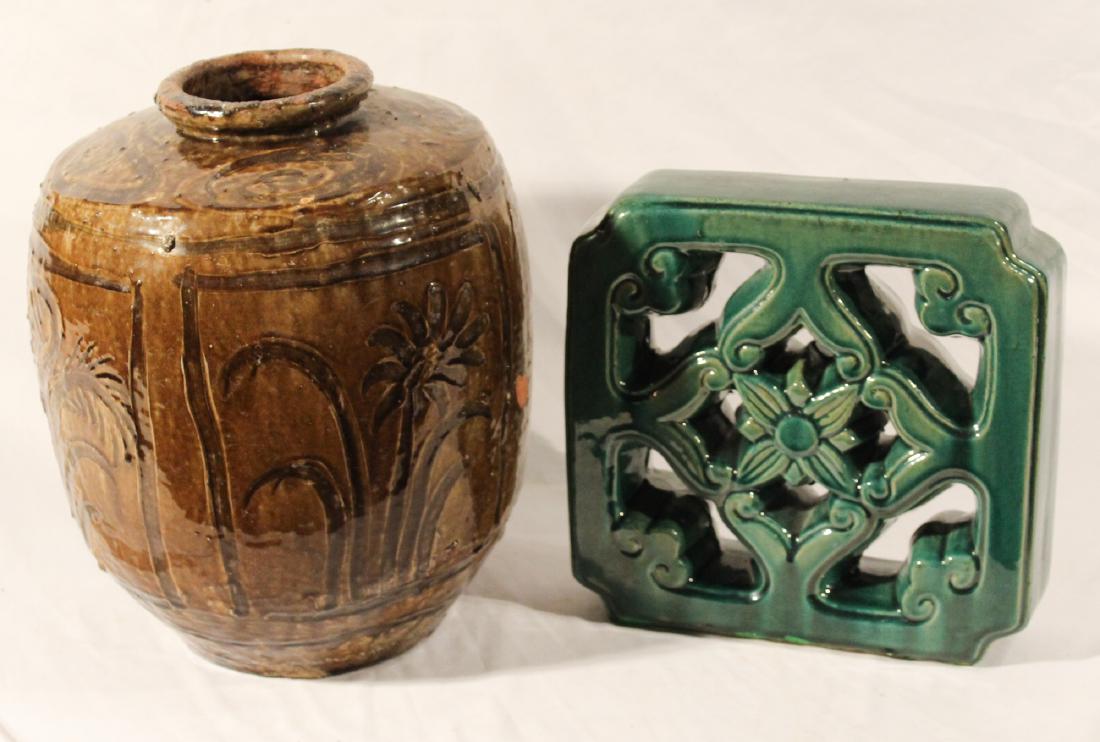 Two Antique & Vintage Oriental Stoneware Articles (1 of 1)