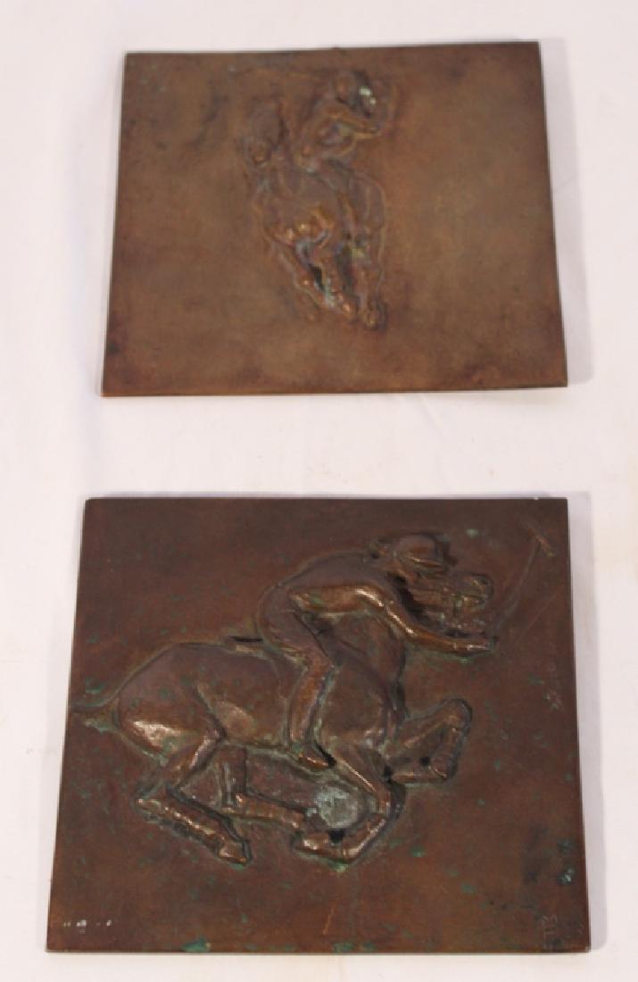 Two Art Deco Sporting Bronze Equestrian Plaques (1 of 1)