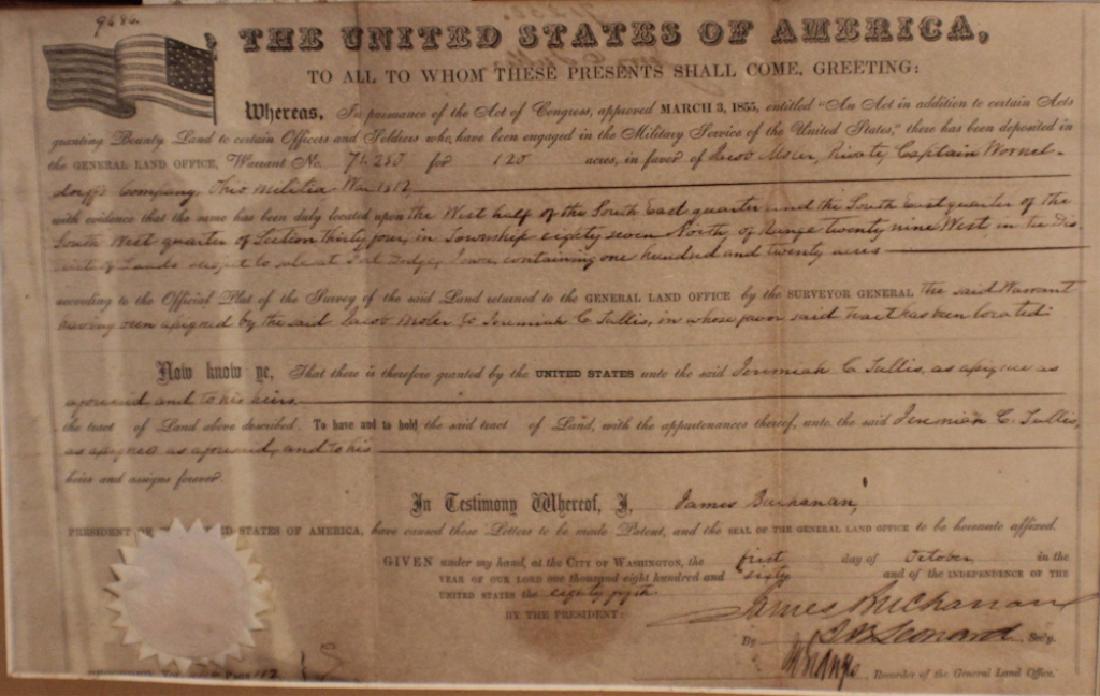 James Buchanan Signed Military Land Grant (1 of 1)