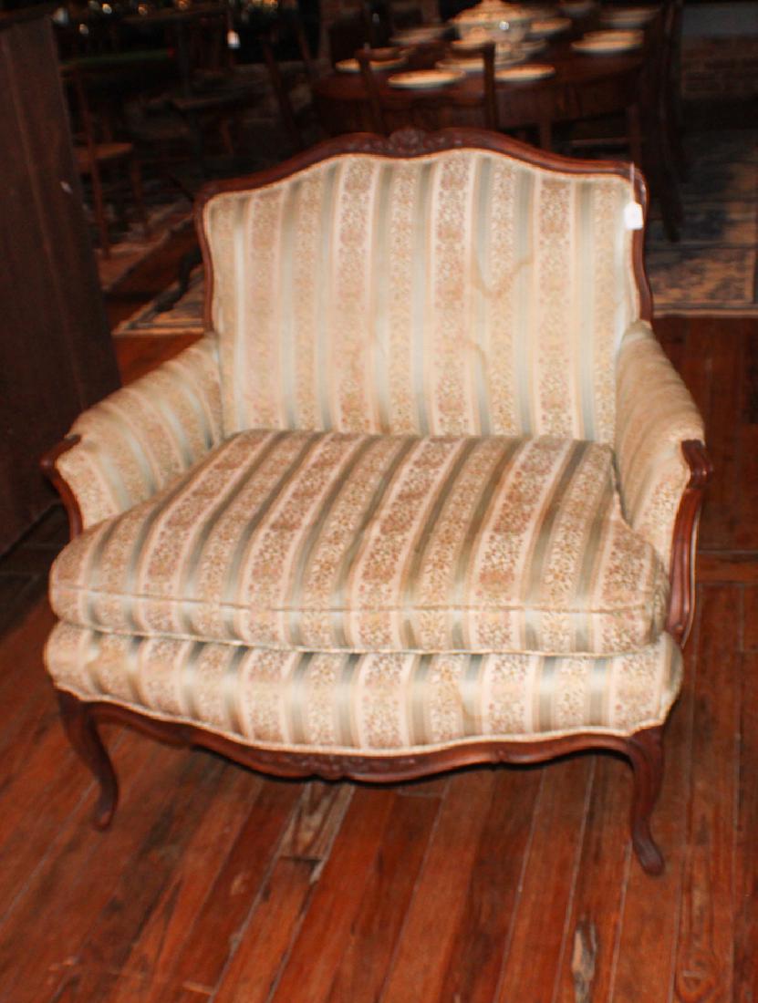Pair French Carved Walnut & Upholstered Loveseats (1 of 2)