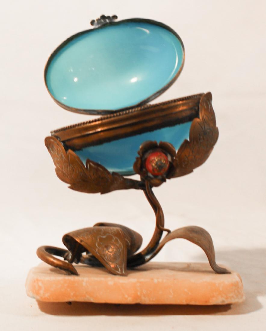 Continental Glass, Brass & Alabaster Vanity Box (1 of 1)