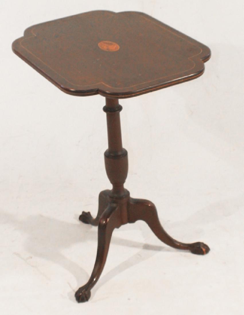 Bench Made Inlaid Mahogany Tilt top Side Table (1 of 2)