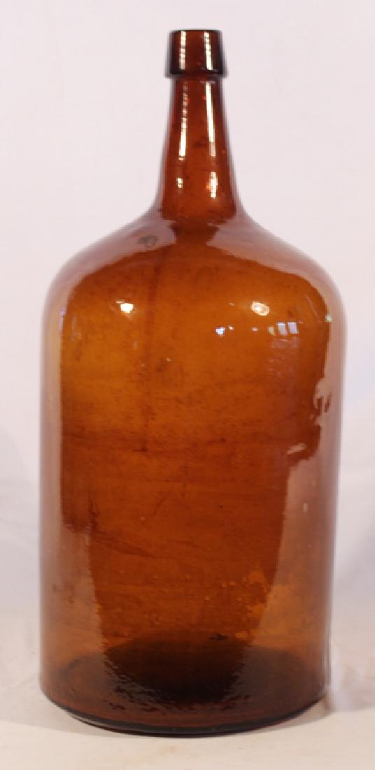 Antique Large Blown Amber Glass Bottle (1 of 1)