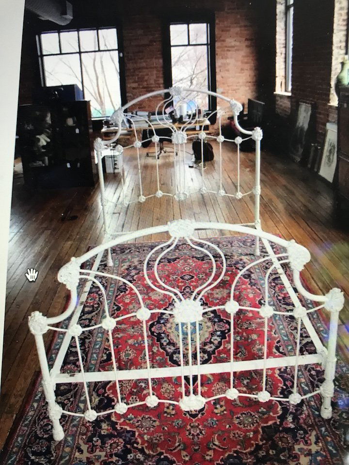 Antique Cast Iron Art Deco Bed (1 of 1)