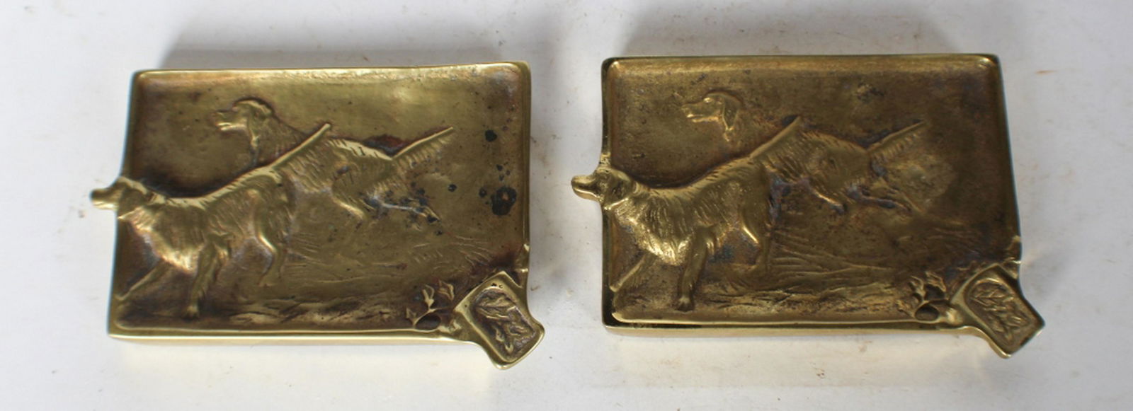 Pair Sporting Cast Brass Figural Ash Trays (1 of 2)