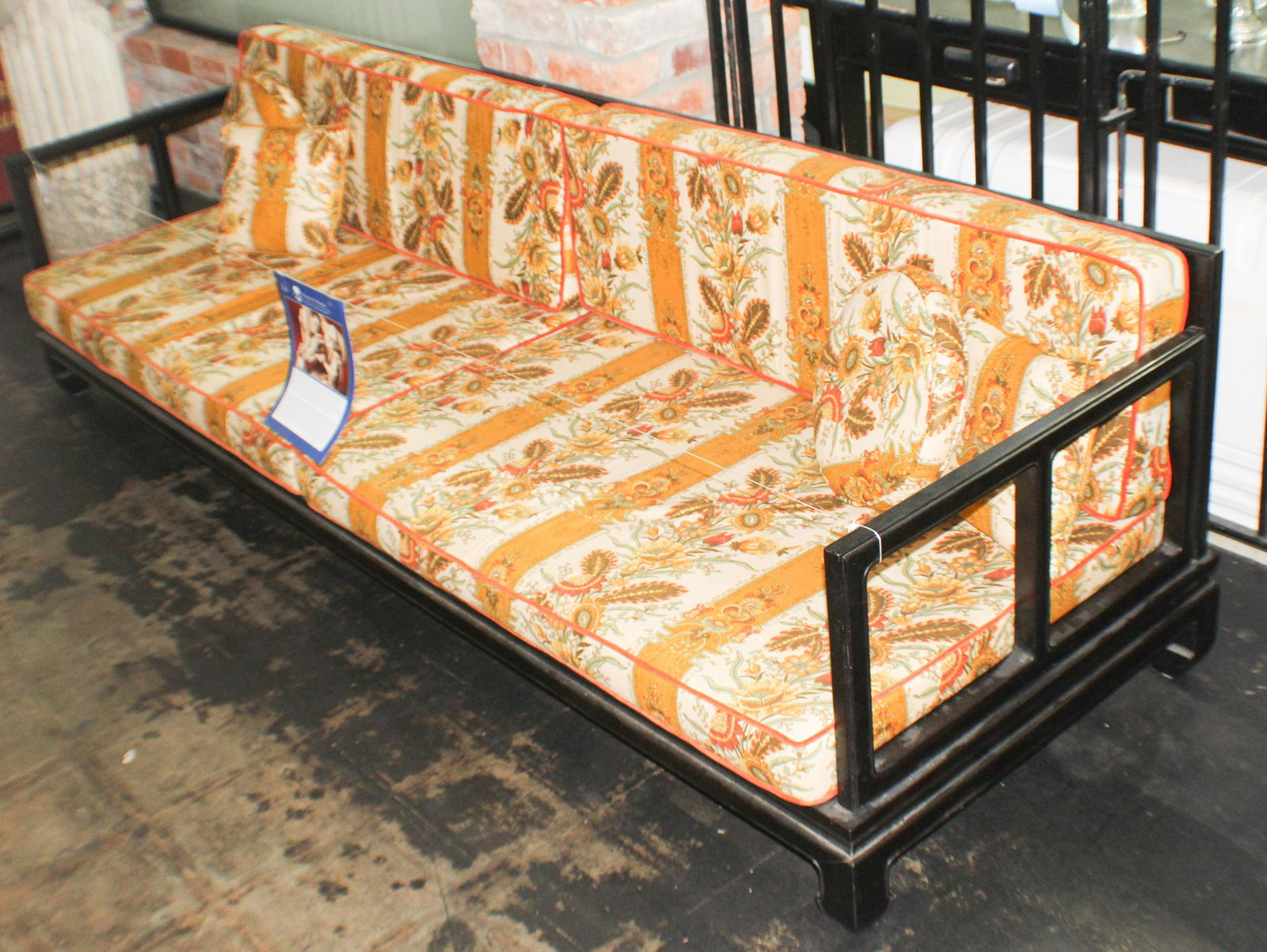 Chinese Art Deco Ebony Sofa & Matching Easy Chair (1 of 3)