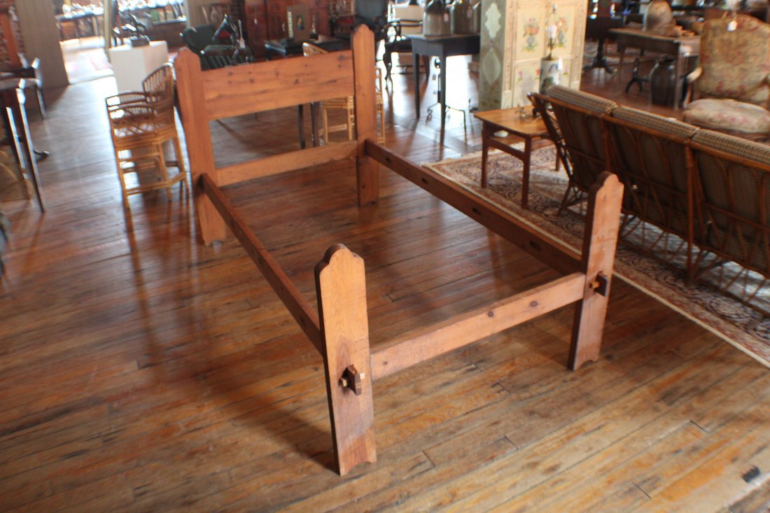 Pair Interesting Arts & Crafts Period Pine Beds (1 of 4)