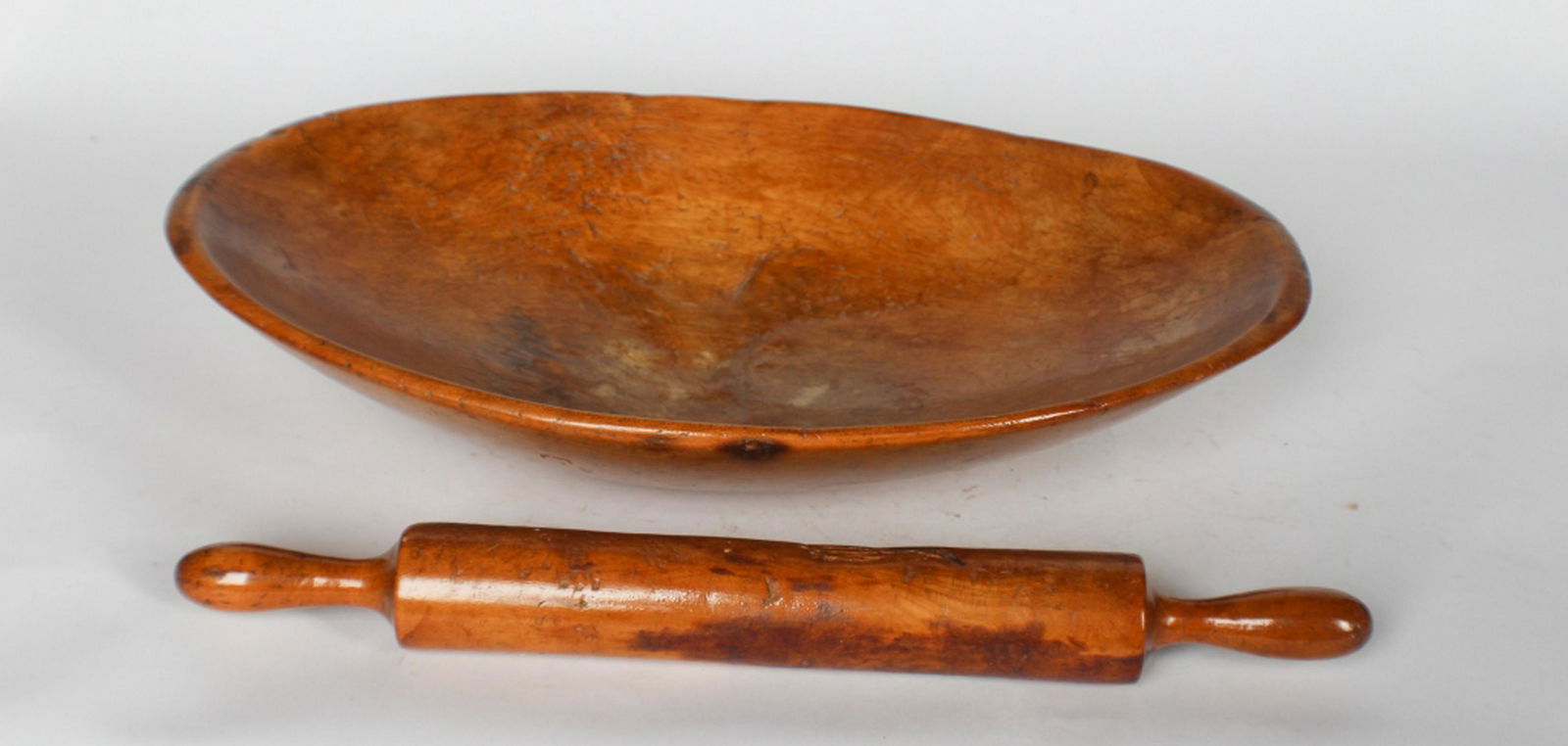 Antique American Wood Dough Bowl and Rolling Pin (1 of 2)