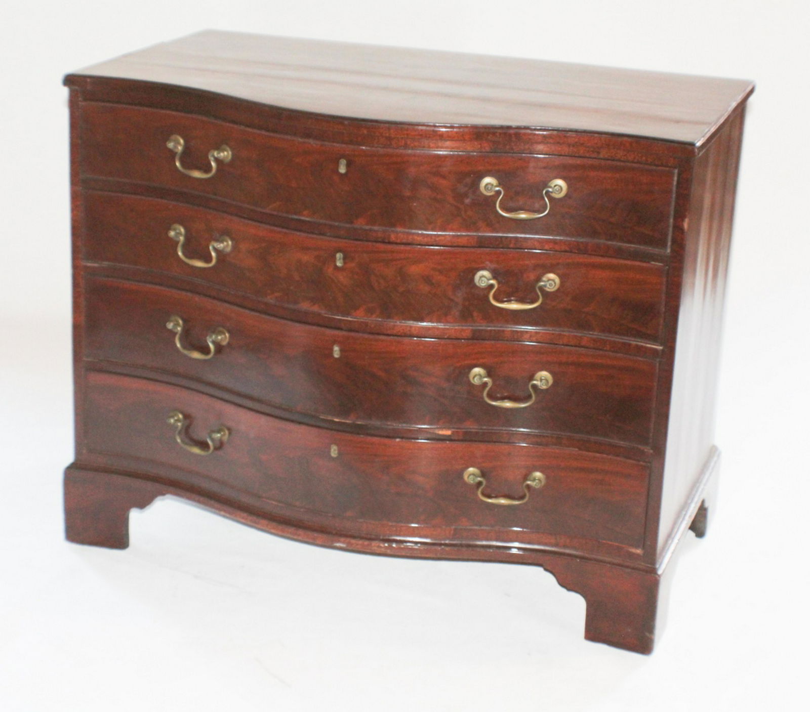 George III Figured Mahogany Serpentine Desk Bureau (1 of 9)