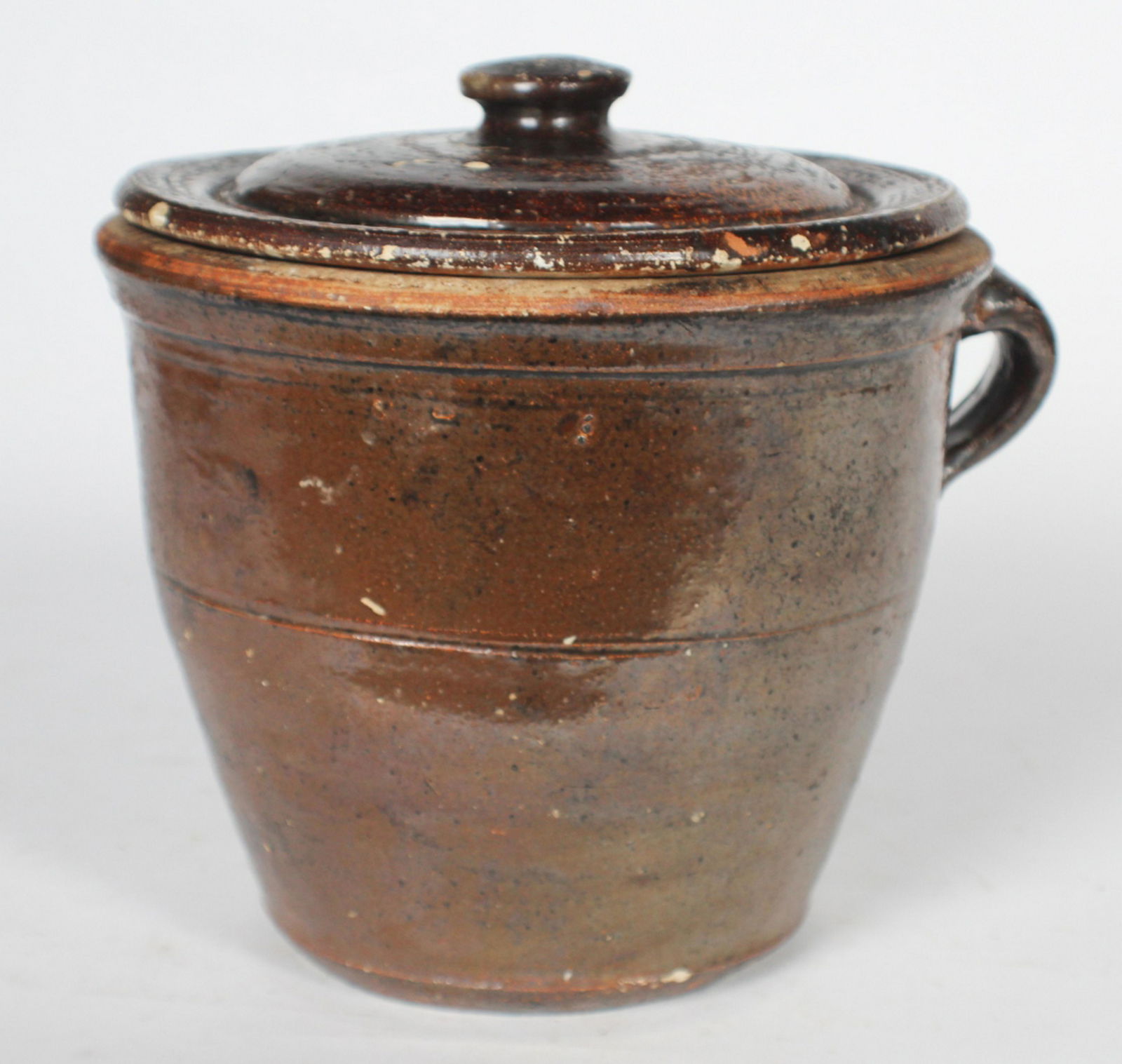 Southern Stoneware Lidded Chamber or Stew Pot (1 of 2)