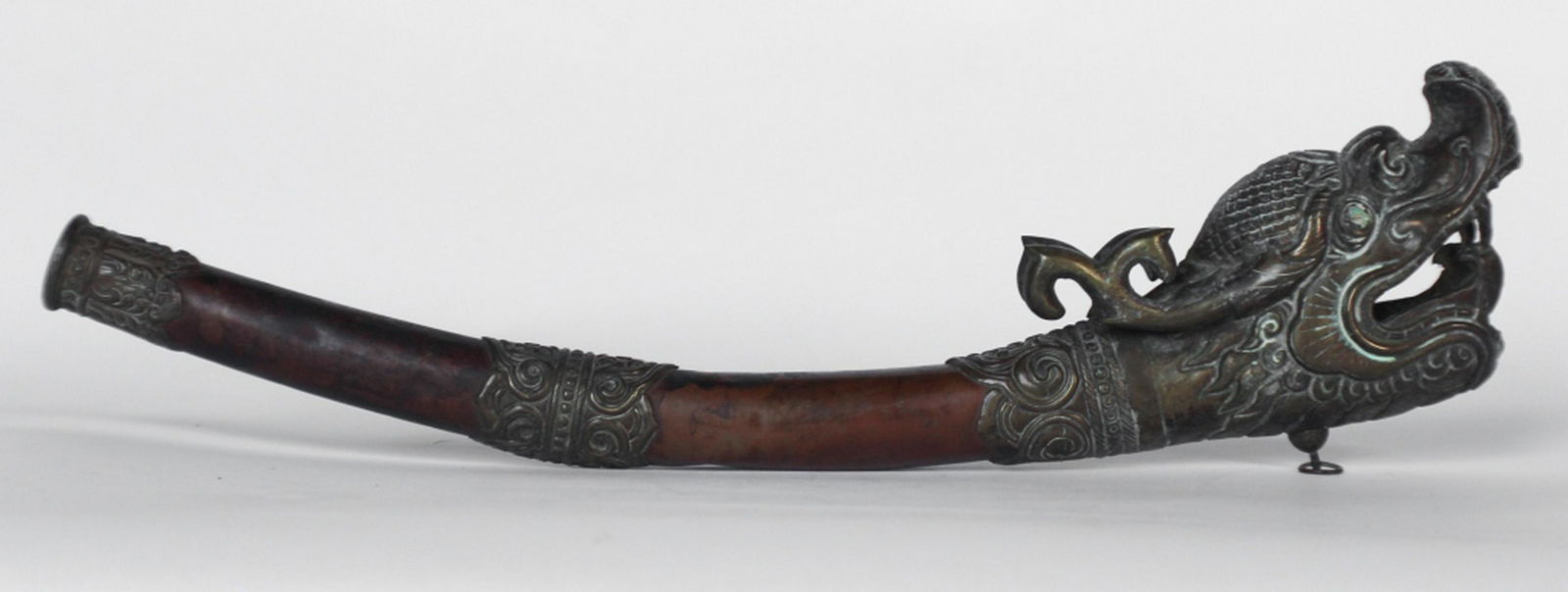 Antique Tibetan Copper & Chased Metal Horn (1 of 1)