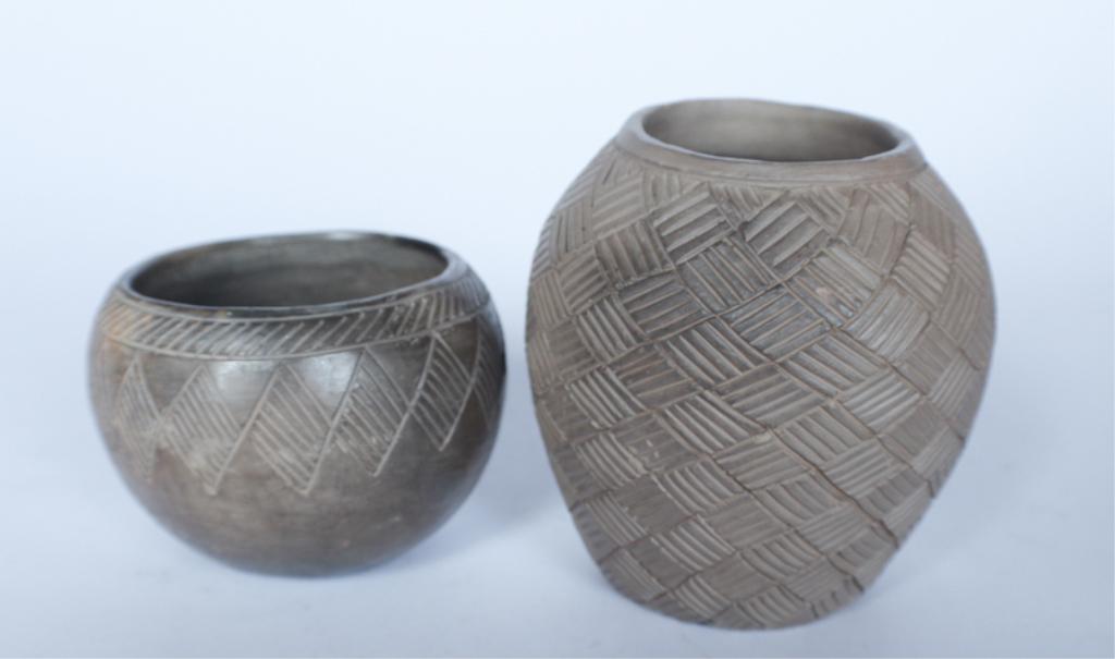 Two Vintage Native American Decorated Pottery Jars (1 of 1)