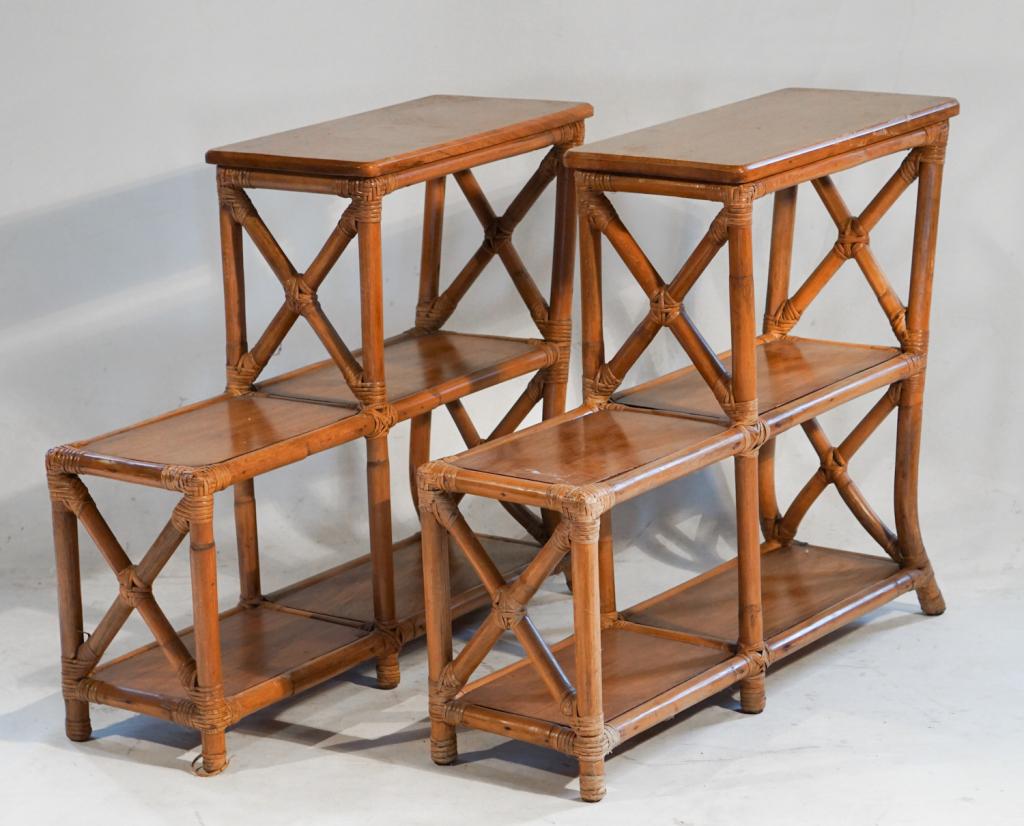 Pair Mid Century Modern Bamboo Side Tables (1 of 2)