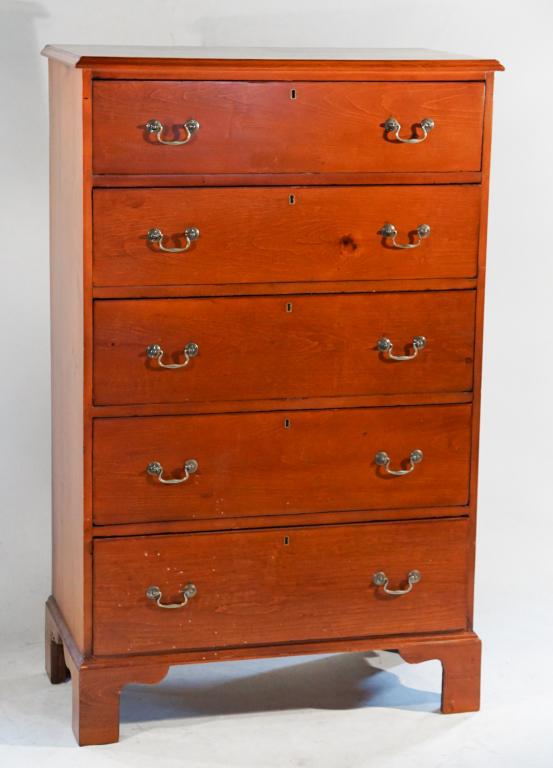 English Hepplewhite Pine Tall Chest of Drawers (1 of 2)