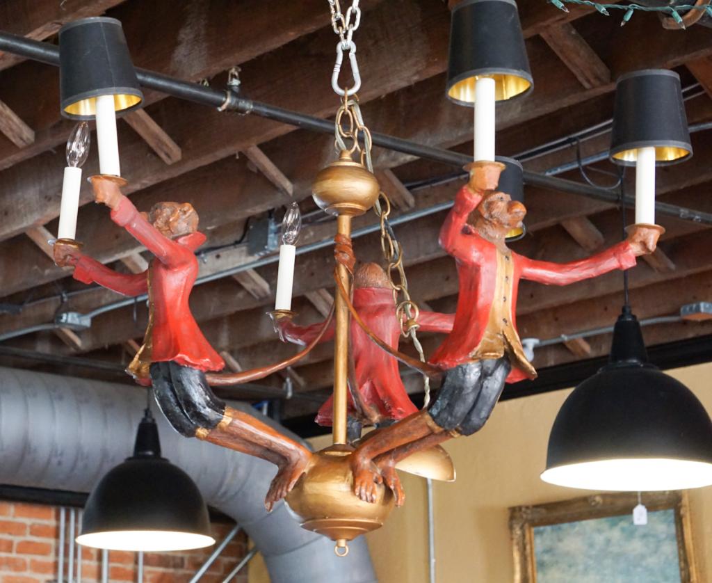 Club Style Hand Painted Six Light Chandelier (1 of 3)