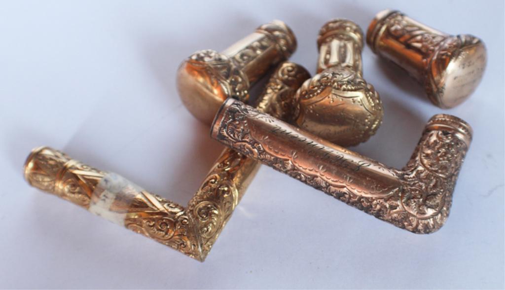 Six Antique Victorian Rolled Gold Cane Handles (1 of 2)