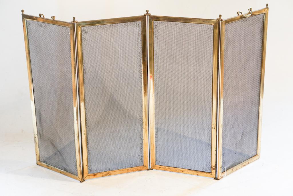 Deco Polished Brass Folding Fire Screen (1 of 1)