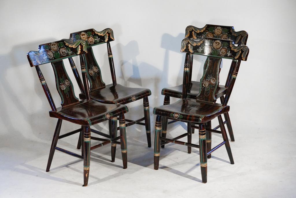 Four Grain & Fancy Painted Sheraton Dining Chairs (1 of 2)