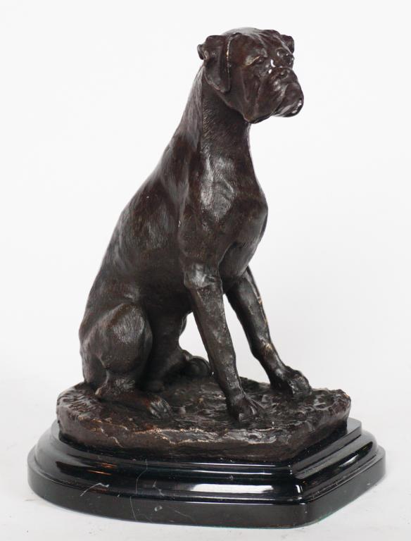 British or American School Bronze Boxer Bulldog (1 of 3)
