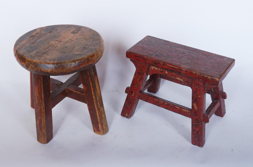 Two Antique English Painted Footstools or Crickets (1 of 2)