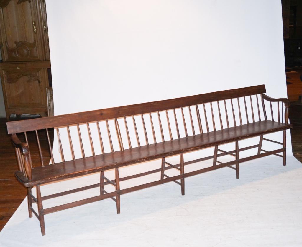 Country Sheridan Pine Windsor Style Porch Bench (1 of 2)