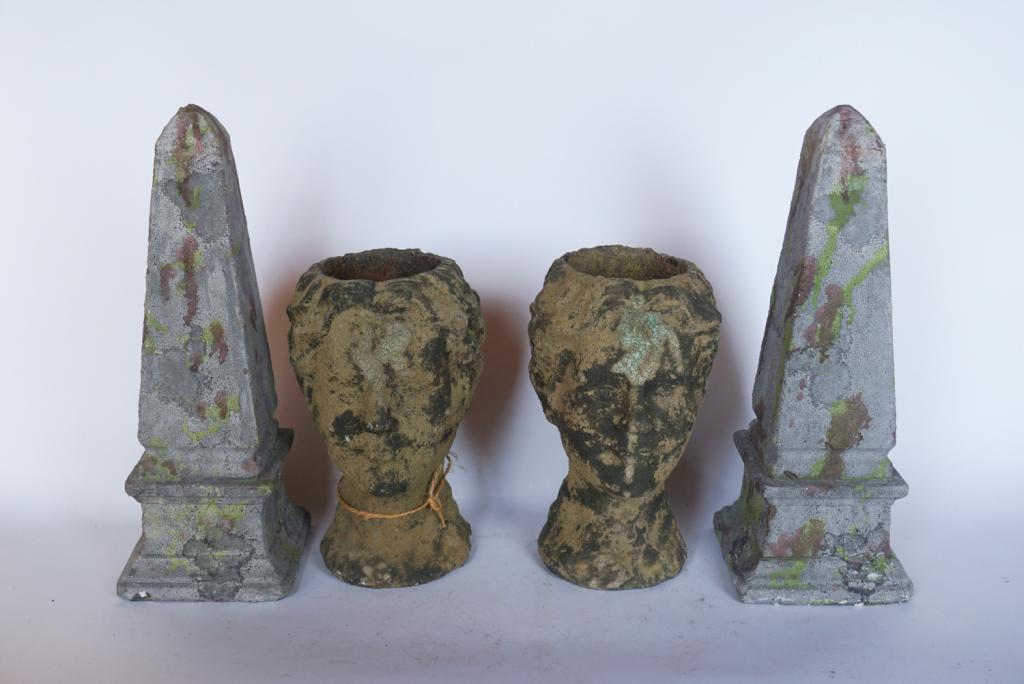 Two Pair Cast Stone Garden Architectural Pieces (1 of 3)