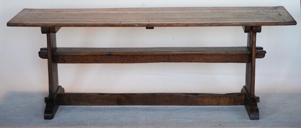 Fine Antique English Tilt Top Oak Trestle Table (1 of 6)