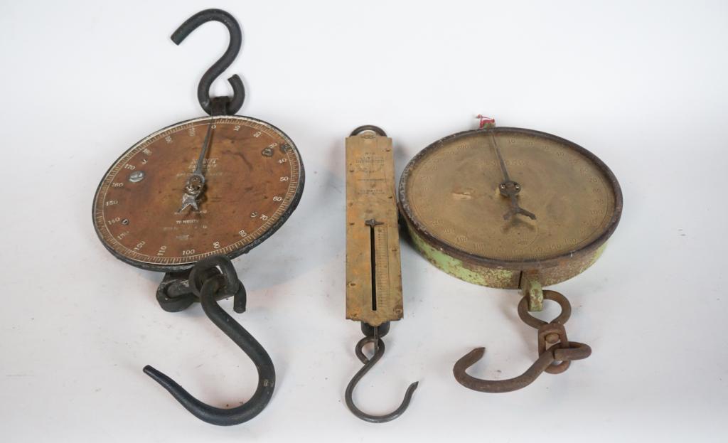 Group Antique Salter's English Hanging Scales (1 of 2)
