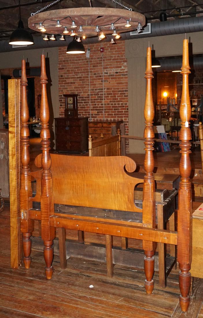 American Federal Tiger Maple Four Post Bed (1 of 1)