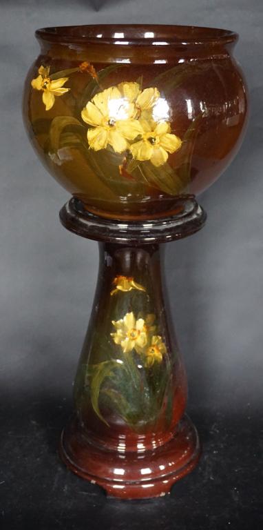 Antique Weller Louwelsa Jardiniere & Pedestal (1 of 2)