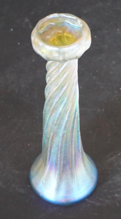 Tiffany Deco Blown Iridescent Art Glass Bud Vase (1 of 2)