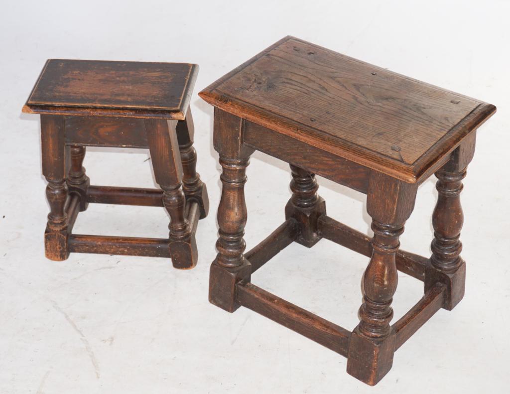 Two Antique William & Mary Style Oak Foot Stools (1 of 2)