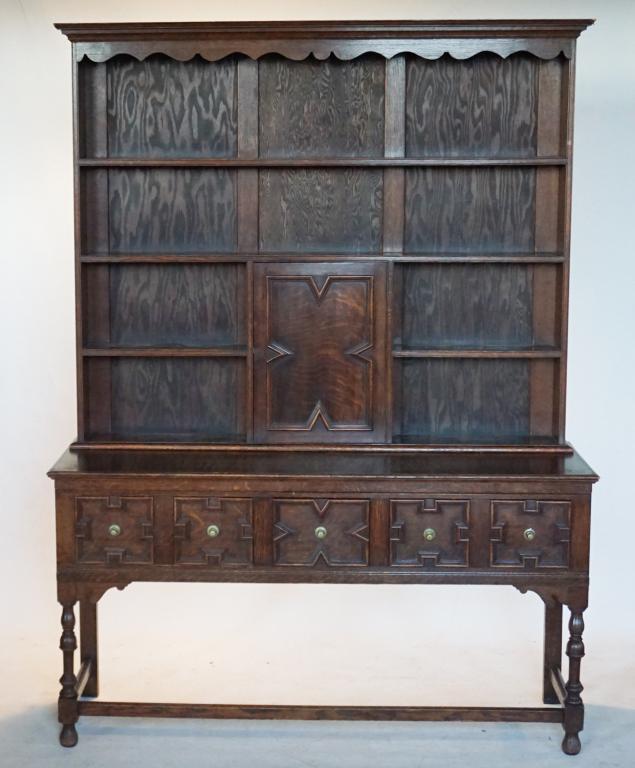 Welsh Oak Step Back Pewter or China Cupboard (1 of 3)