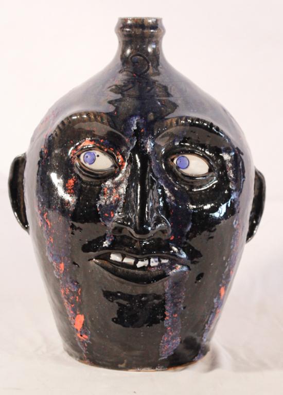 Large Southern Stoneware Face Jug, Clint Alderman (1 of 3)