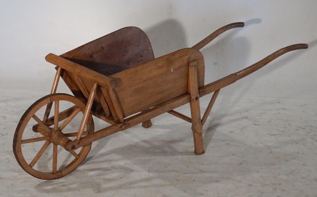 Vintage English Mixed Wood Child's Wheel Barrow (1 of 1)