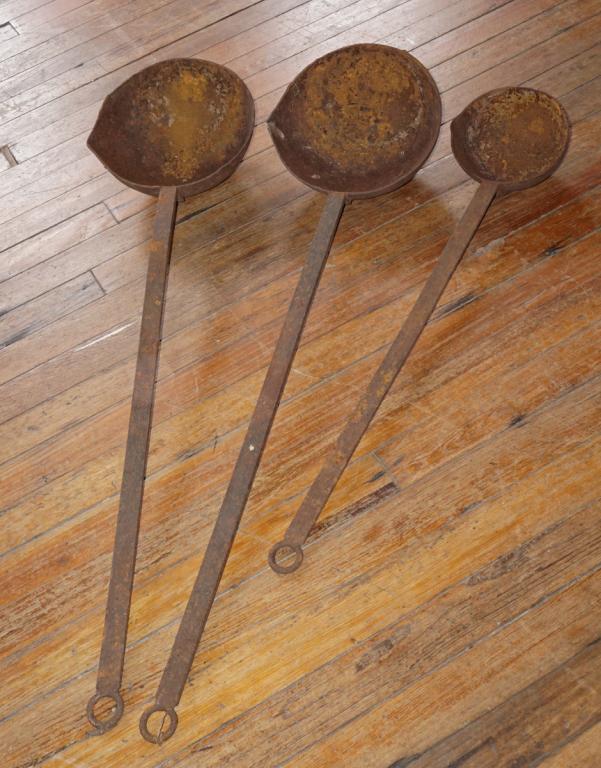 Set Wrought & Cast Antique Iron Long Handled Ladle (1 of 3)