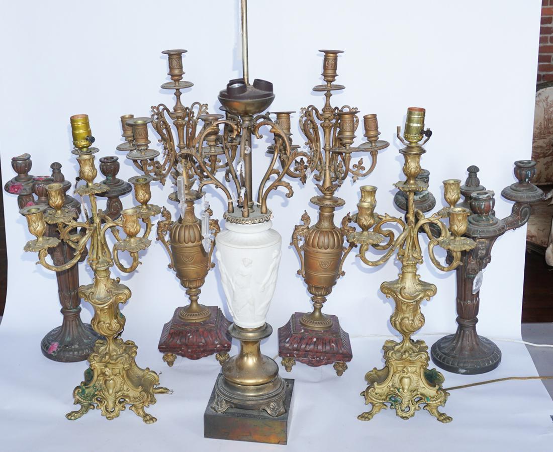 Collection Antique Neoclassical Candelabra & Lamps (1 of 7)