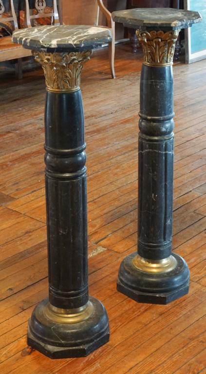 Pair Neoclassical Black Marble & Gilt Metal Stands (1 of 2)