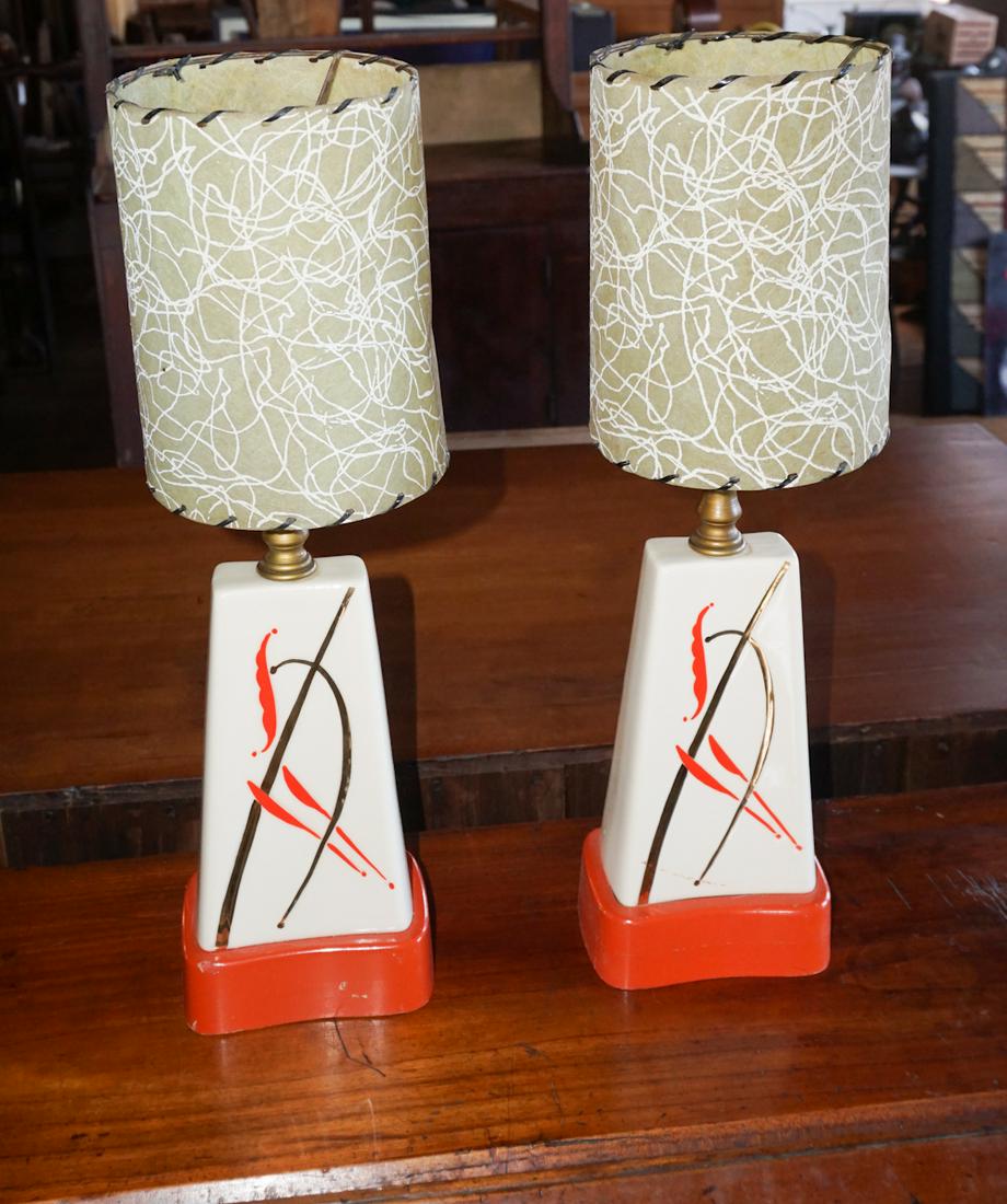 Pair Mid Century Style Porcelain Table Lamps (1 of 1)