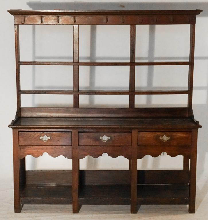 English Hepplewhite Oak Step Back Welsh Cupboard (1 of 3)