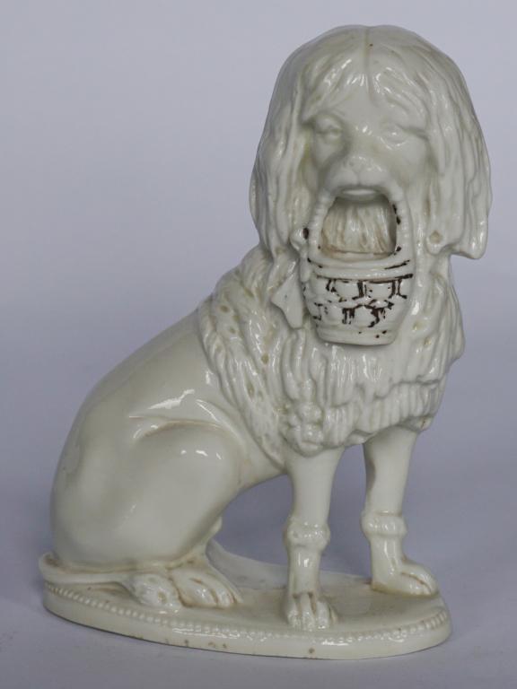 Antique German Porcelain Seated Spaniel Figure (1 of 3)