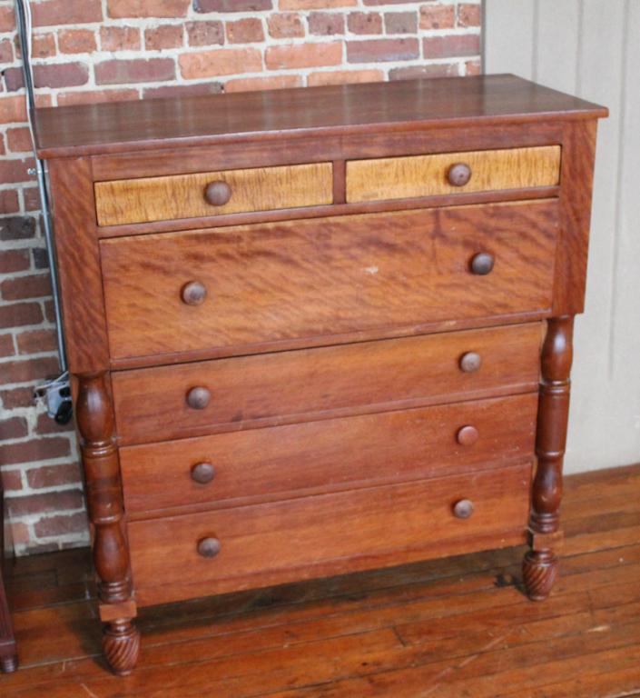 Country Classical Carved Walnut & Maple Chest (1 of 3)